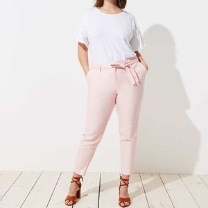 LOFT Plus Slim Textured Tie Waist Pencil Pants